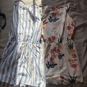 SHEIN Blue Striped and Floral Jumpsuits